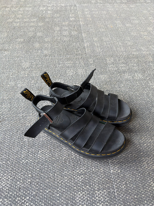 Dr Marten Shoe Size 7 Black Leather Platform Ankle Strap Sandals