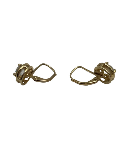 No Brand Crystal Yellow Gold 14K Gold Cubic Zirconia Lever back Hoop Earrings
