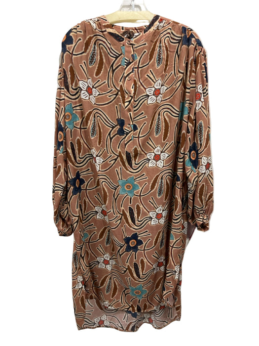 Ulla Johnson Size One Size Brown & Multi Cotton Blend Long Sleeve Dress