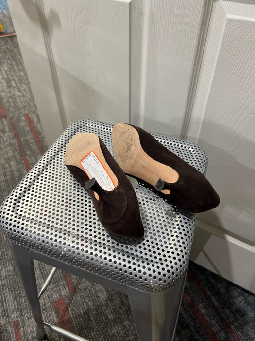 Manolo Blahnik Shoe Size 36 Brown Leather Suede Pointed Toe Kitten Heel Shoes