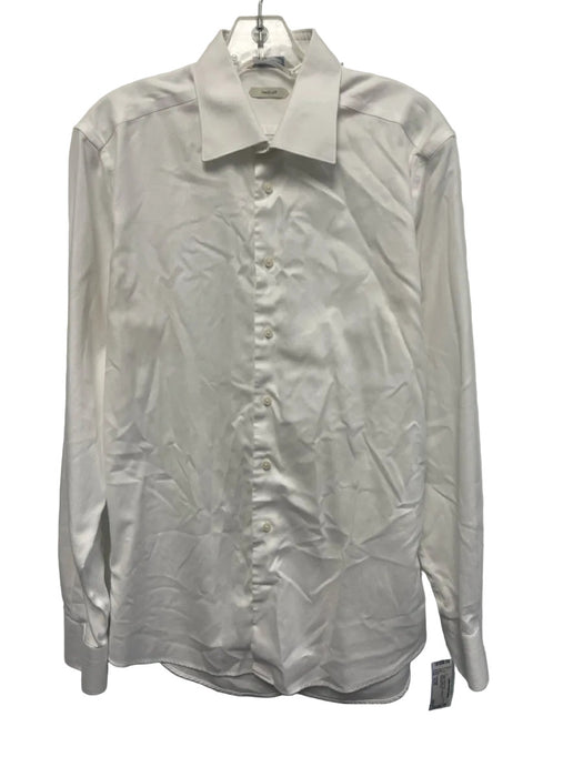Suitsupply Size 15.75 White Cotton Solid Button Up Men's Long Sleeve Shirt