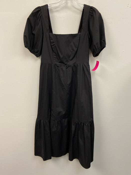 ASTR Size S Black Cotton Square Neck Puff Sleeve Zip Close Midi Dress