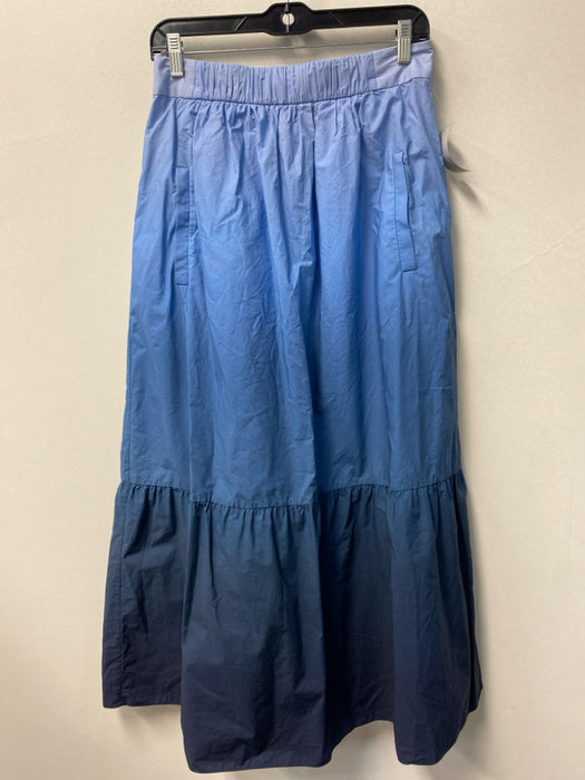 Tibi Size 8 Blue & Navy Ombre Wide Leg Back Zip Front Pockets Pants