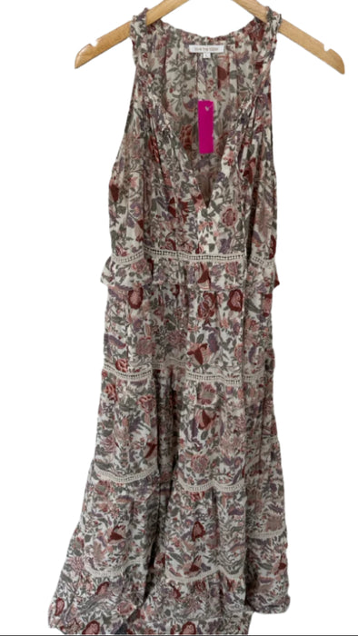 Love The Label Size L Rust & Tan Cotton Sleeveless Botanical Maxi Dress