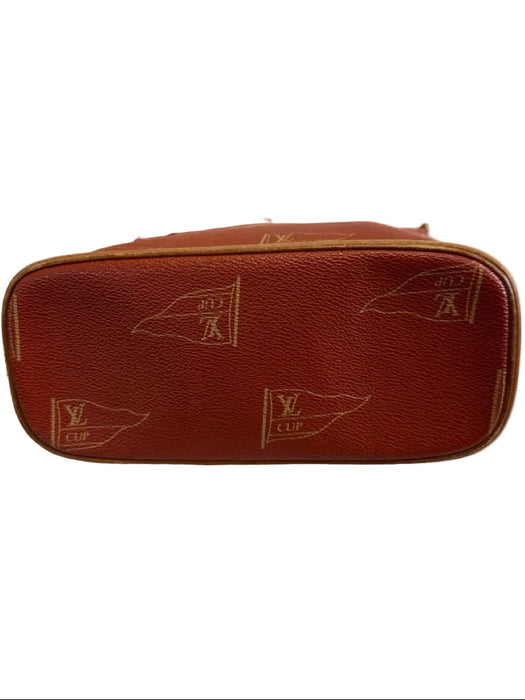 Louis Vuitton Red & Tan Leather Coated Canvas Monogram Shoulder Bag Bag