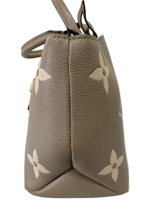 Louis Vuitton Beige & Taupe Leather Monogram Top Handles Embossed Bag