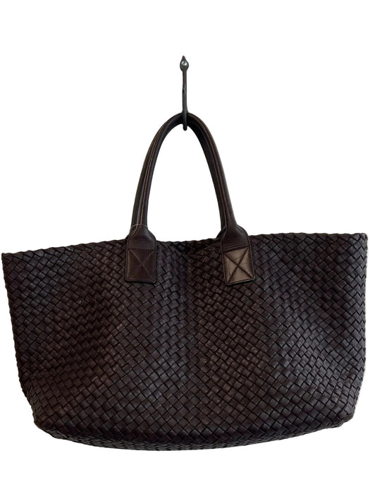 Bottega Veneta Brown Leather Woven Tote Double Handle Pouch Inc. Bag