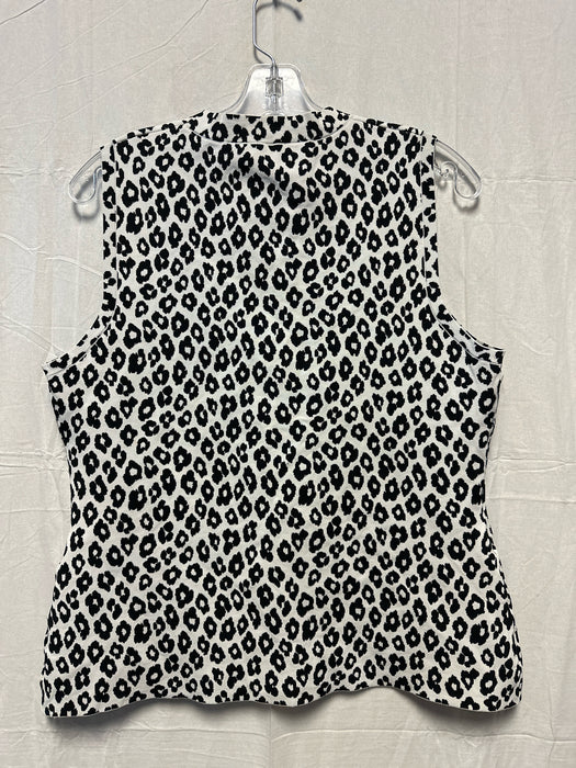 Theory Size XXL Black & White Rayon Blend Sleeveless Animal Print Top