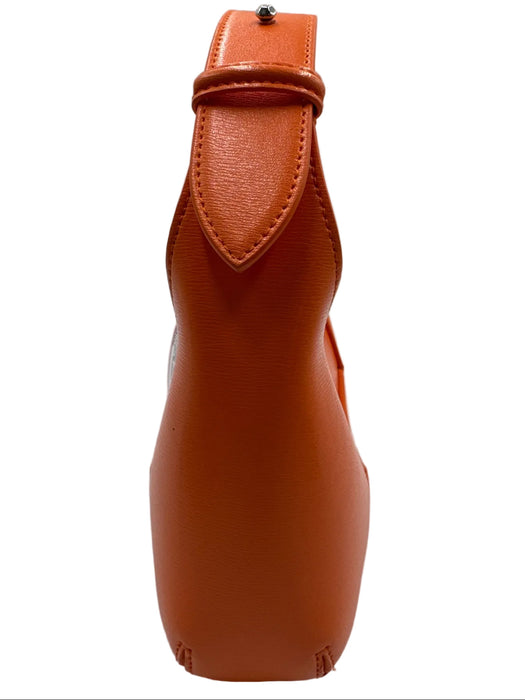 Alexander McQueen Orange & Silver Leather & Metal Knuckle Bar Hobo Skull Bag