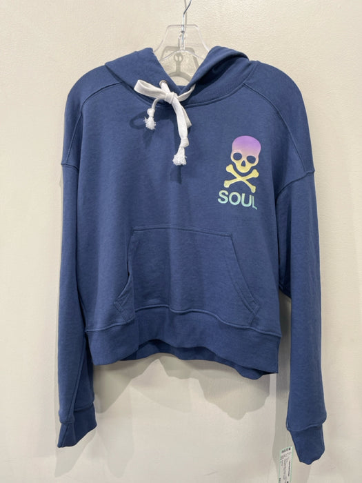 Soulcycle Size L Navy Cotton Blend Kangaroo Pocket Long Sleeve Hooded Jacket