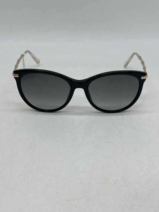 Gucci Black & Gold Acetate Cat Eye Bamboo Detail Gold Hardware Sunglasses