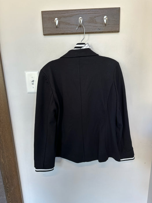 Central Park West Size M Black & Gray Viscose Blend One Button Zip Front Jacket