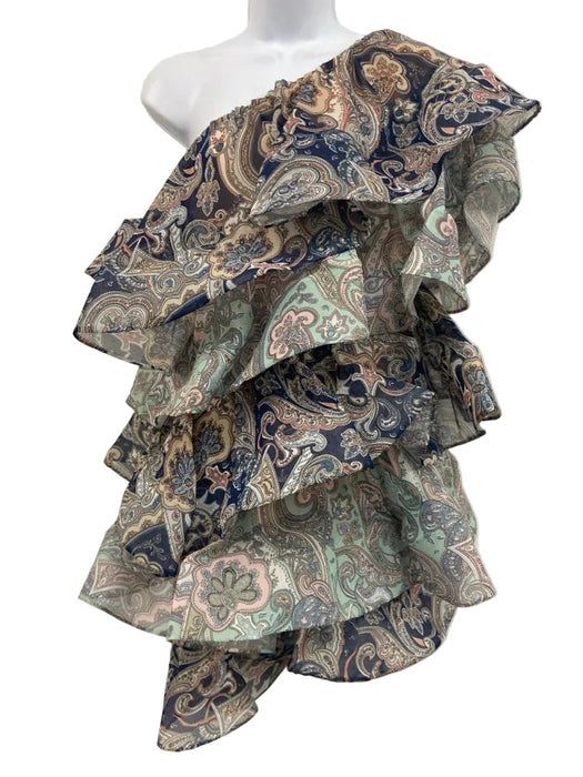Bronx & Banco Size M Blue, Aqua, Pink Polyester & Silk Paisley Mini Dress