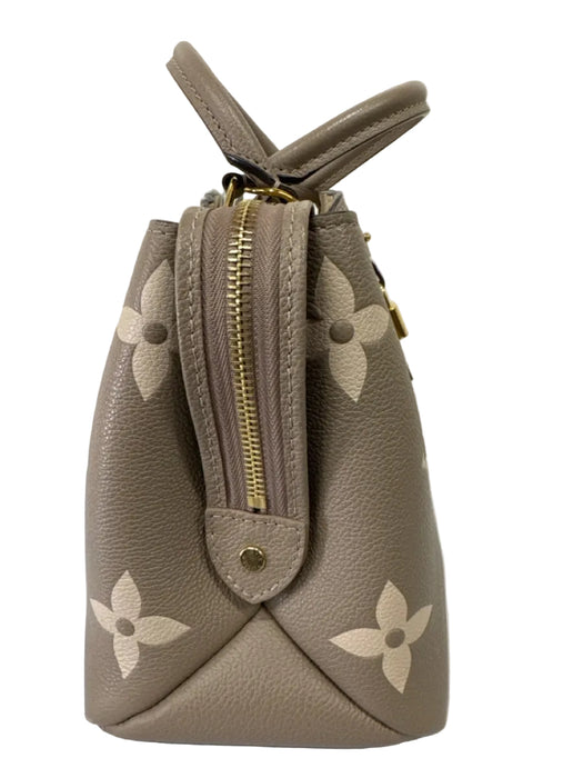 Louis Vuitton Beige & Taupe Leather Monogram Top Handles Embossed Bag