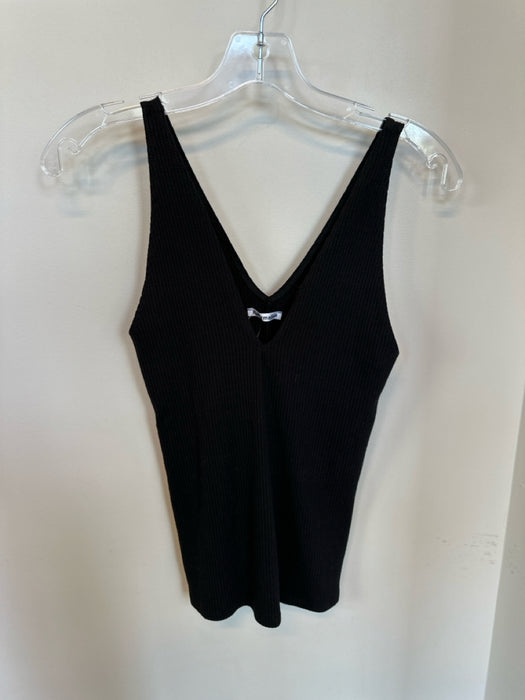 Reformation Size S Black Tencel Blend Sleeveless Ribbed V Neck Top