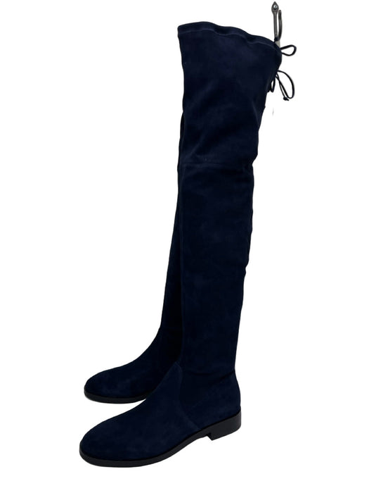 Stuart Weitzman Shoe Size 10 Navy Blue Suede Over the Knee Flat Heel Boots