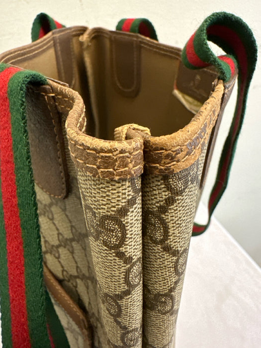 Gucci Beige & Brown Coated Canvas Web Stripe Guccissima Tote Bag