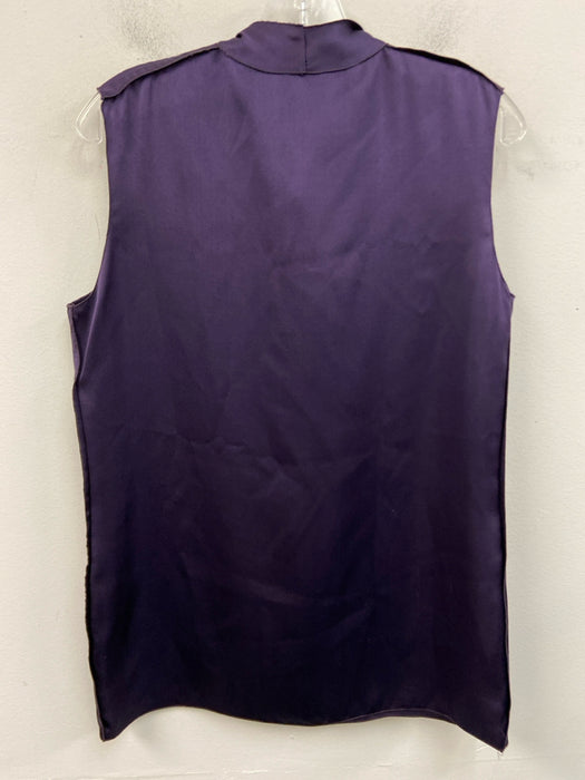 Lanvin Size 40 Purple Silk Sleeveless Tie V Neck Pussy Bow Satin Top