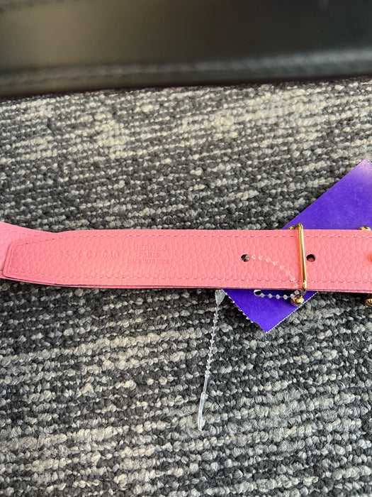 Hermes Black & Pink Leather goldtone hardware Smooth, black Pebbled, Pink Belts