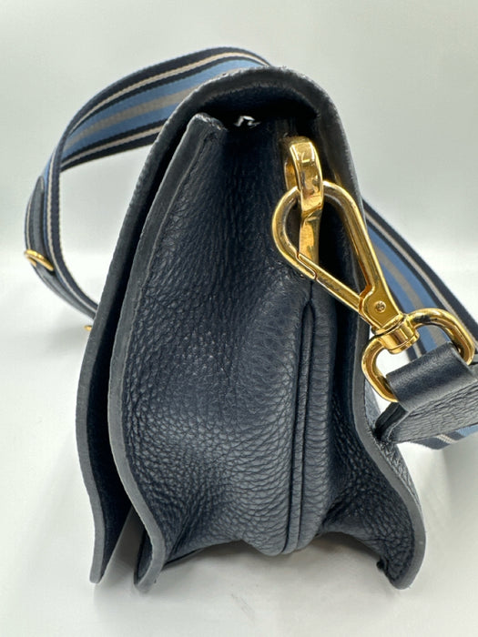 Prada Slate Blue Leather Logo extra strap incl. flap Bag