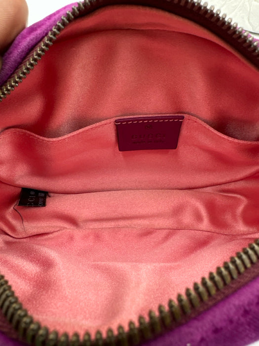 Gucci Purple Velvet Gold hardware Logo Belt Bag Fanny Pack Bag
