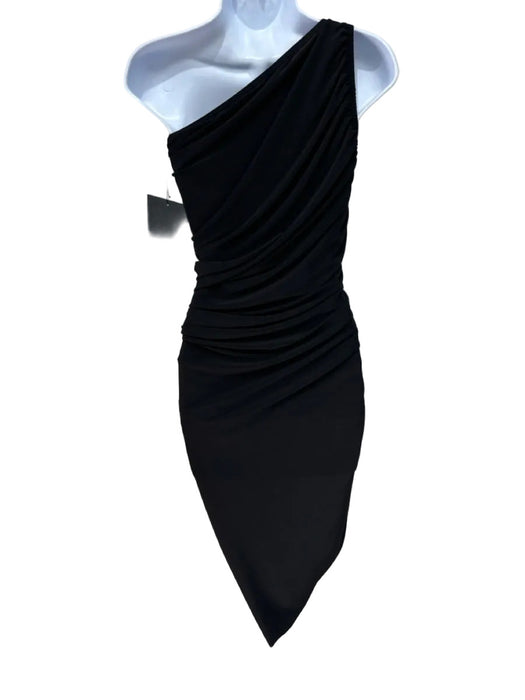 Norma kamali Size XS Black Polyester Blend Ruched Asymmetric Hem Mini Dress