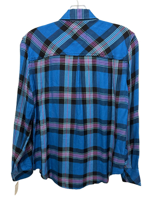 Rails Size XS Blue, black, & white Rayon Plaid Button Up Chest Pocket Top