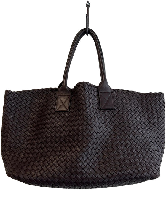 Bottega Veneta Brown Leather Woven Tote Double Handle Pouch Inc. Bag