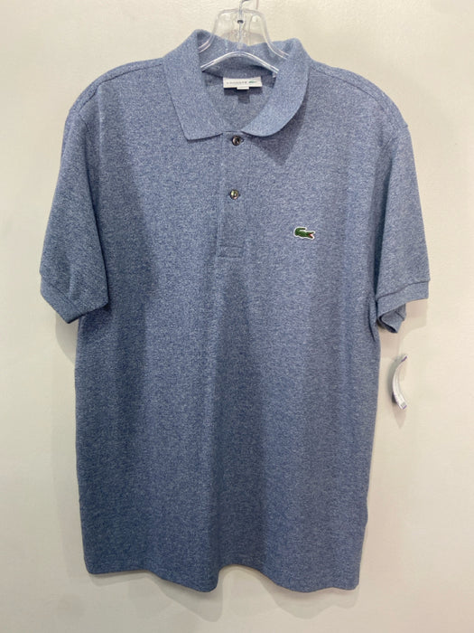 Lacoste Size M Light blue Cotton Blend Solid Polo Men's Short Sleeve