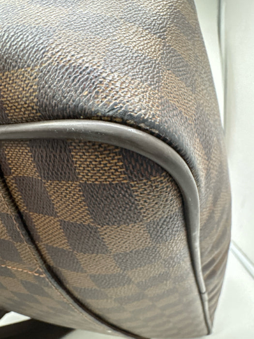 Louis Vuitton Brown & Beige Leather Damier Zip Pockets Men's Bag