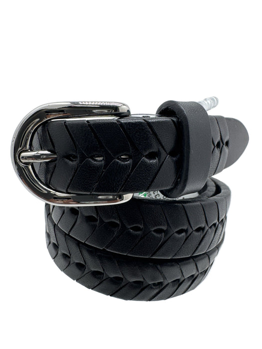 Isabel Marant Black Leather Silver Buckle Braided Thin Dustbag Inc. Belts