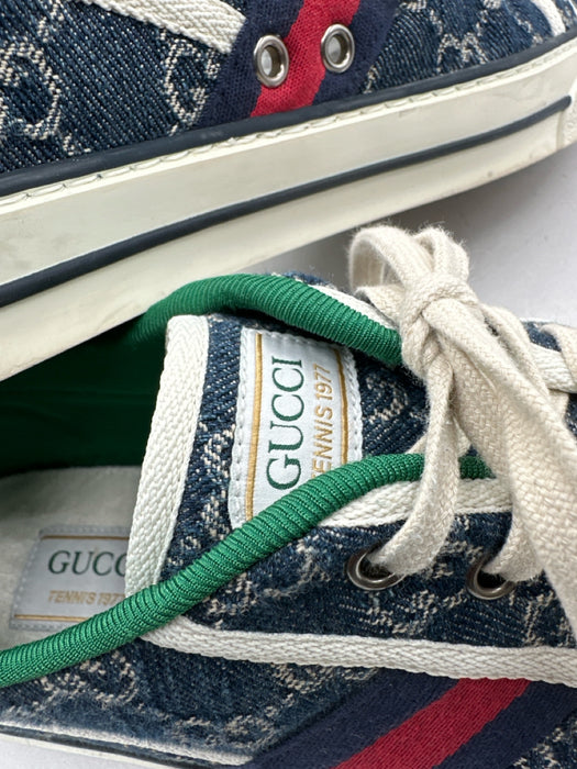 Gucci Shoe Size 10 Blue Canvas Guccissima Sneaker Men's Shoes