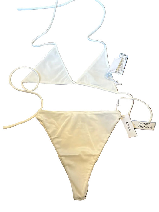 Aexae Size S White Recycled Polyester Blend Triangle High Waist Bikini Swimsuit