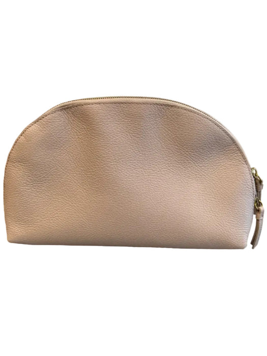 Mark & Graham Blush Leather Top Zipper Gold Hardware Interior Pocket Clutch Bag