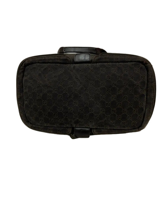 Gucci Dark Brown Cotton Canvas Guccissima Zip Top Two Handle Tote Bag