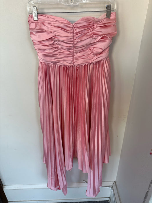 AMUR Size 2 Pink Polyester Strapless Acordian Pleated Back Zip Gown