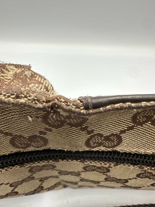 Gucci Brown & Beige Canvas Leather Detail Guccissima Zip Belt Bag Bag