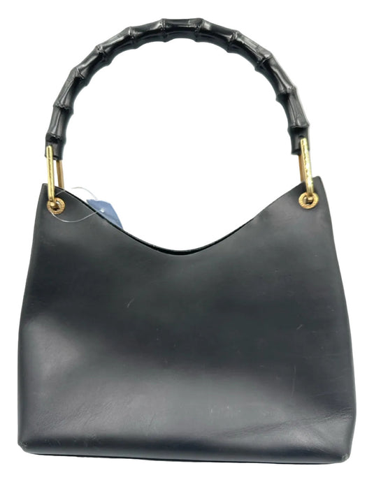 Gucci Black Leather Bamboo Handle Hobo Certified by Entrupy Bag