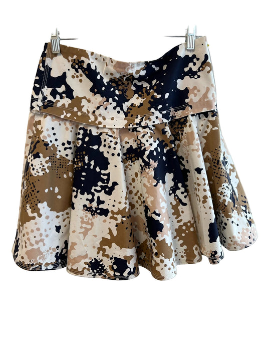 Rag & Bone Size 2 White, Tan & Black Cotton Back Zip Abstract Print Skirt