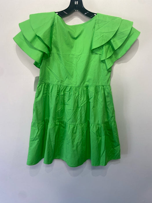 Crosby Size S Green Cotton V Neck Tiered Cap Sleeve Tiered Midi Dress