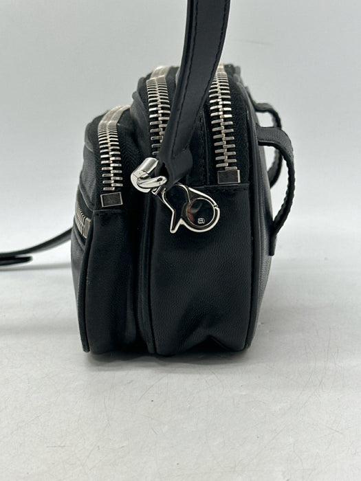 Alexander Wang Black & Silver Leather Zippers Rectangle Crossbody Belt Bag Bag