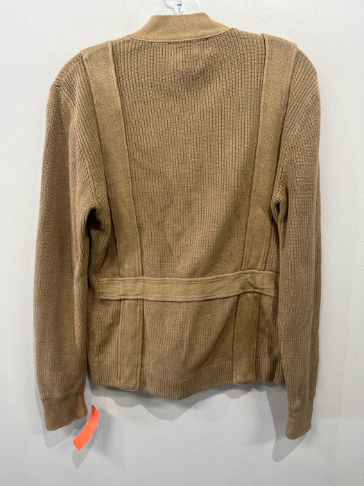 Polo Size M Tan Linen Ribbed Cardigan Men's Sweater