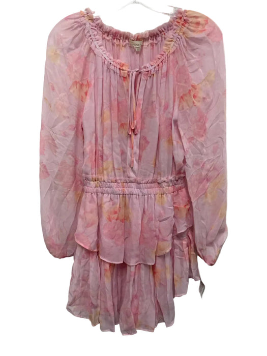 Love Shack Fancy Size P Pink, Orange & Yellow Viscose Sheer Floral Dress