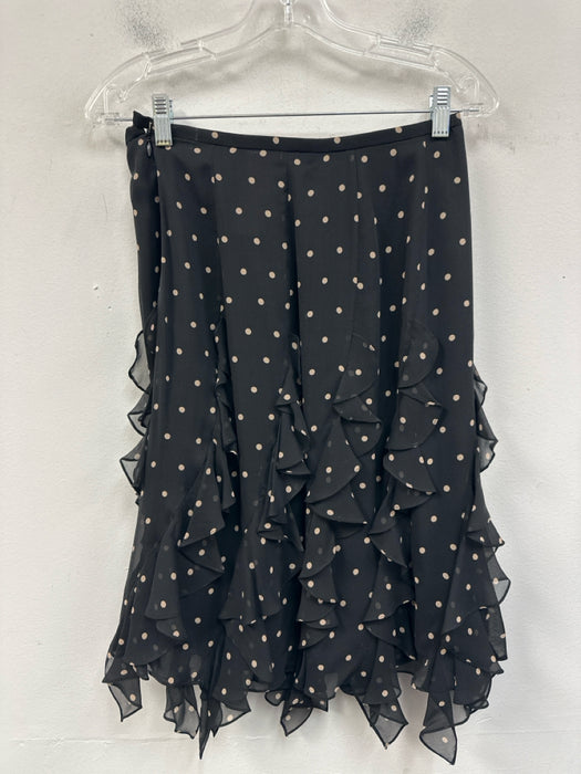 Kay Unger Size 4 Beige & Black Silk & Cotton Ruffle Polka Dot Skirt Set