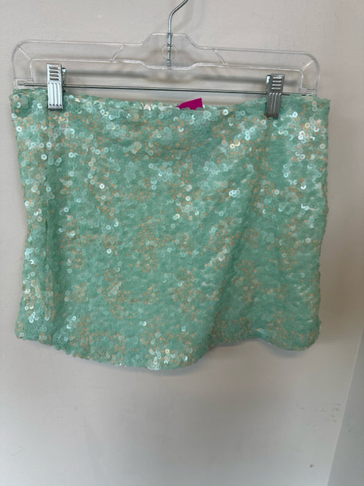 Koch Size S Aqua & Orange Sequin Back Zip Mini Skirt