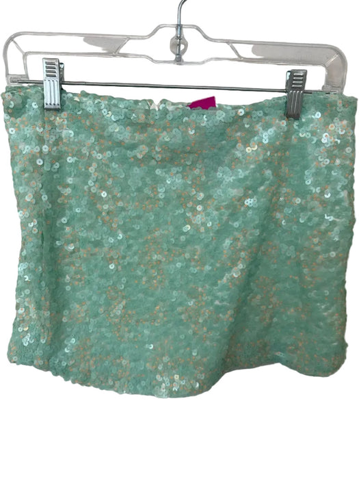 Koch Size S Aqua & Orange Sequin Back Zip Mini Skirt