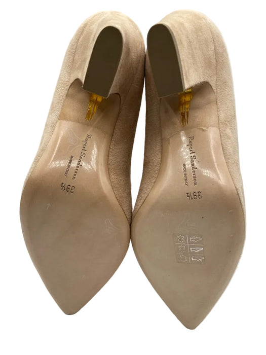 Rupert Sanderson Shoe Size 39.5 Beige Suede Pointed Toe Block Heel Pumps
