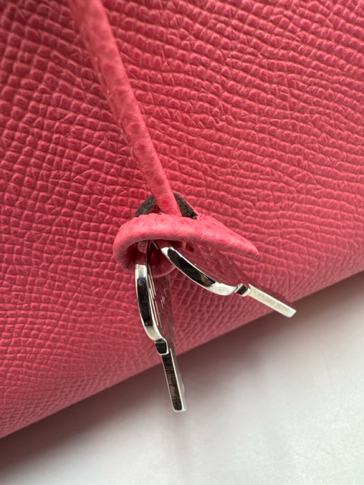 Hermes Pink Leather Top Handle Silver Hardware Birkin Certified by Entrupy Bag
