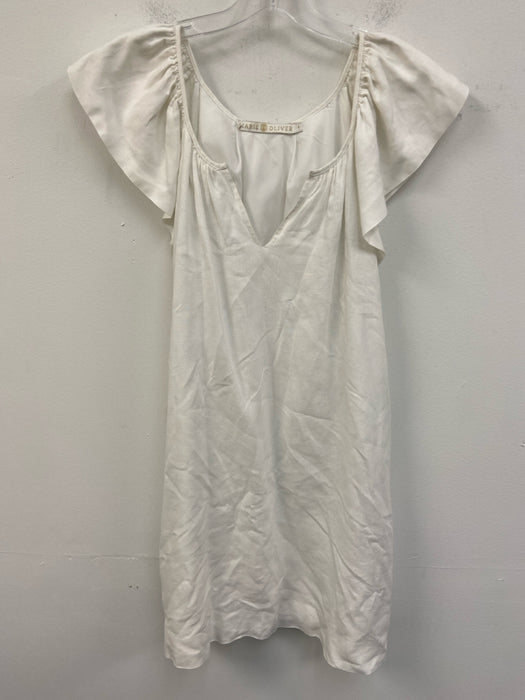 Marie Oliver Size S White Linen Sleeveless Scoop Neck Mini Dress