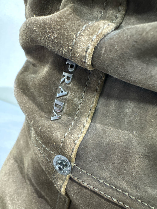 Prada Shoe Size 38.5 Brown Suede Almond Toe Slouchy Boots